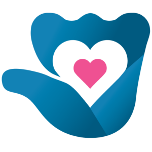 On The Other Hand's pink heart in blue hand logo